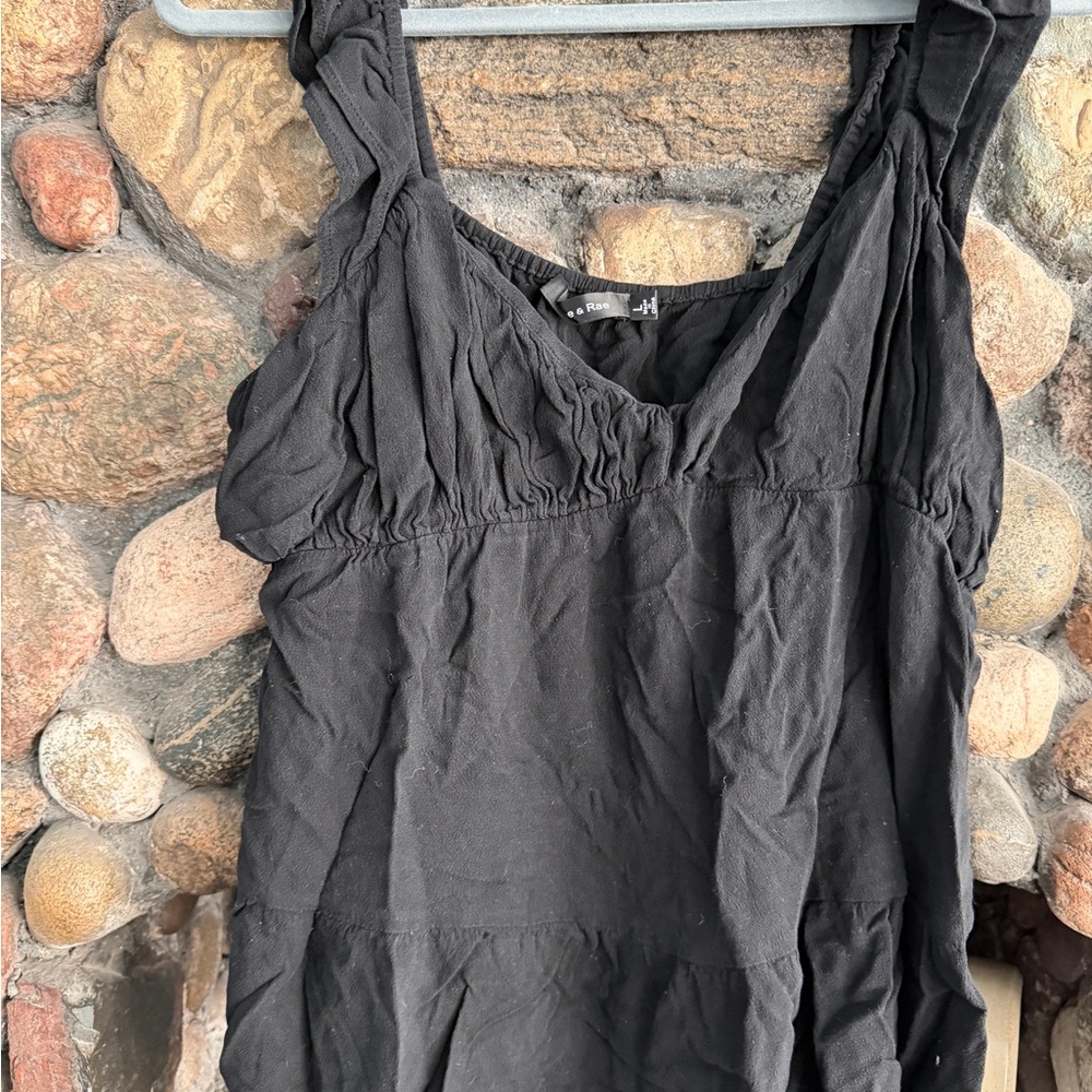 Doe & Rae Black Ruched Tank Top